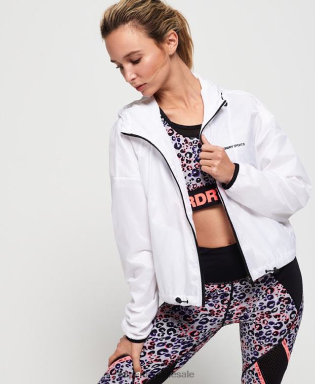 mujer Superdry blanco chaqueta de alas de murciélago activo 2R68Z5721