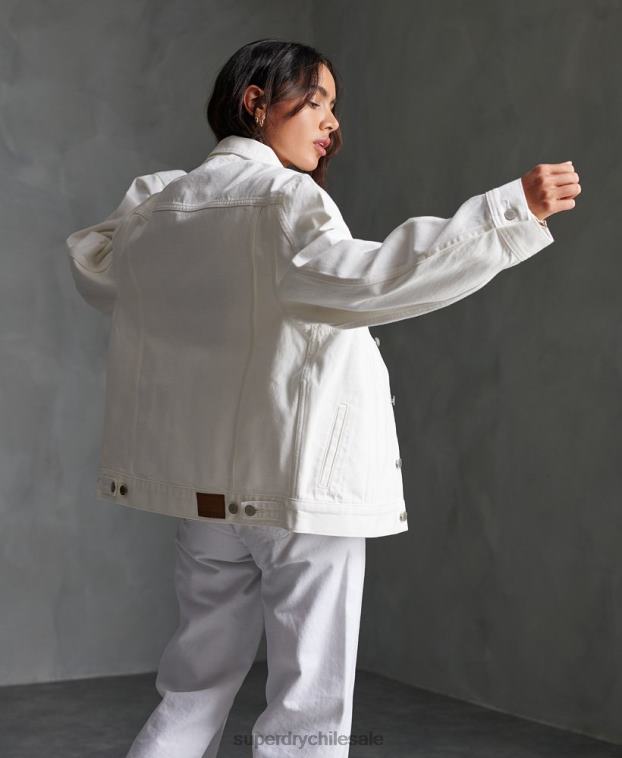 mujer Superdry blanco chaqueta de camionero de novio 2R68Z3854