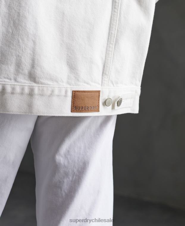 mujer Superdry blanco chaqueta de camionero de novio 2R68Z3854