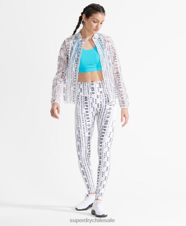 mujer Superdry blanco chaqueta de membrana para correr 2R68Z5734