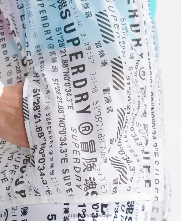mujer Superdry blanco chaqueta de membrana para correr 2R68Z5734
