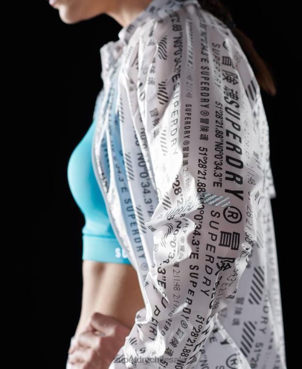 mujer Superdry blanco chaqueta de membrana para correr 2R68Z5734