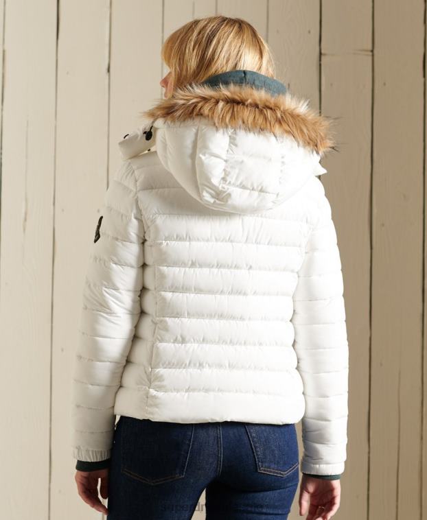 mujer Superdry blanco chaqueta fuji clásica de piel sintética 2R68Z3652