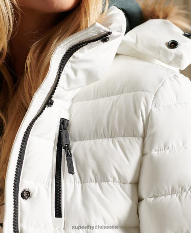 mujer Superdry blanco chaqueta fuji clásica de piel sintética 2R68Z3652
