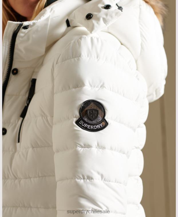 mujer Superdry blanco chaqueta fuji clásica de piel sintética 2R68Z3652