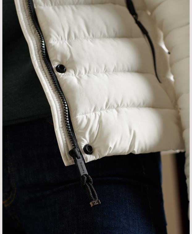 mujer Superdry blanco chaqueta fuji clásica de piel sintética 2R68Z3652