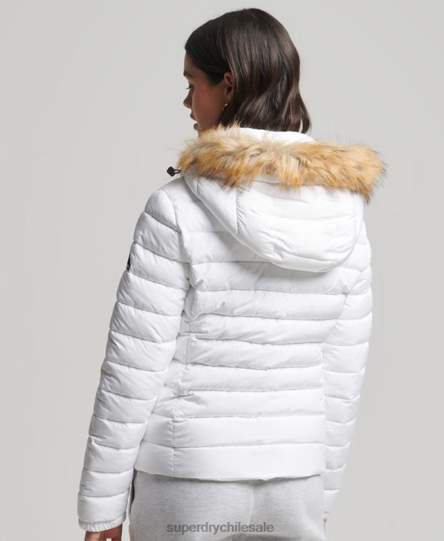 mujer Superdry blanco chaqueta fuji clásica de piel sintética 2R68Z3825