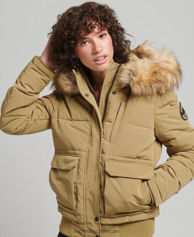 mujer Superdry broncearse chamarra bomber acolchada Everest con capucha 2R68Z3749