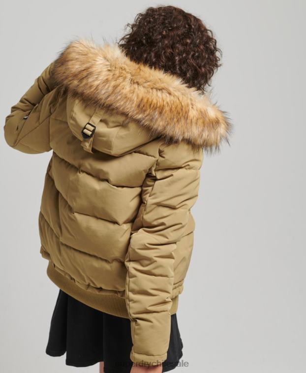 mujer Superdry broncearse chamarra bomber acolchada Everest con capucha 2R68Z3749