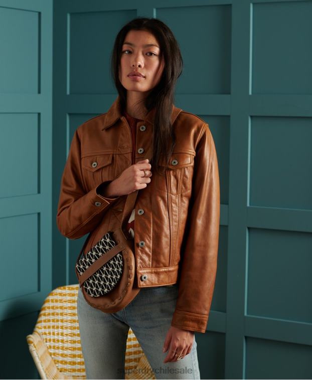 mujer Superdry broncearse chaqueta de cuero seco de edición limitada 2R68Z3757