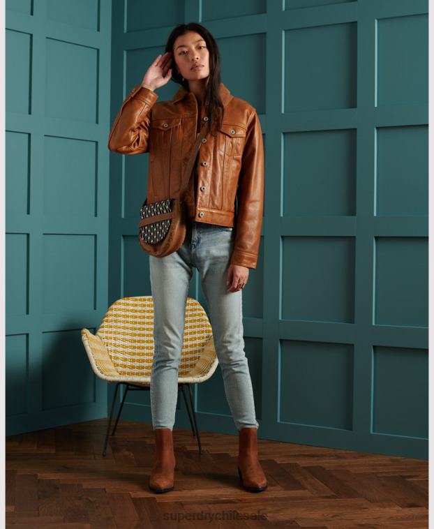 mujer Superdry broncearse chaqueta de cuero seco de edición limitada 2R68Z3757