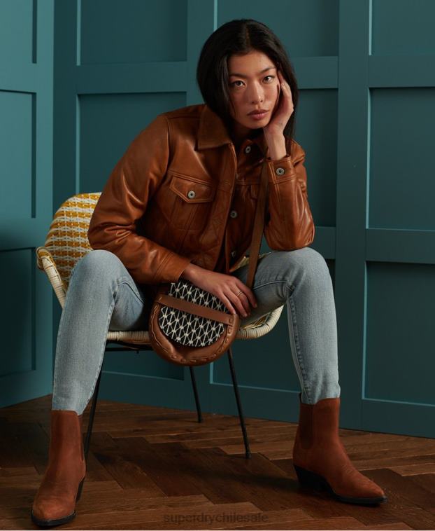 mujer Superdry broncearse chaqueta de cuero seco de edición limitada 2R68Z3757
