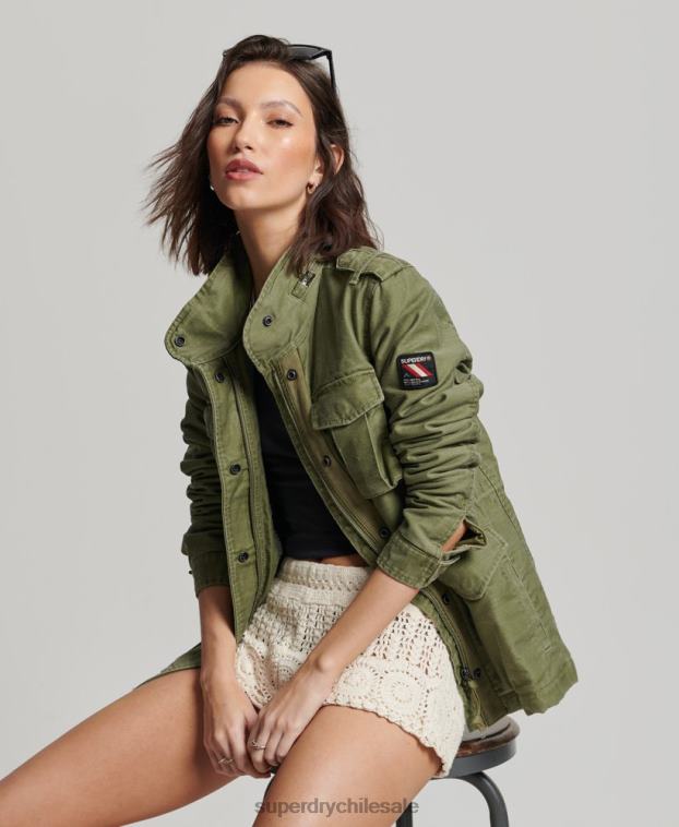 mujer Superdry caqui Chaqueta militar con forro de borreguito Rookie 2R68Z5416