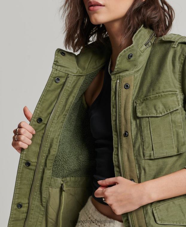 mujer Superdry caqui Chaqueta militar con forro de borreguito Rookie 2R68Z5416