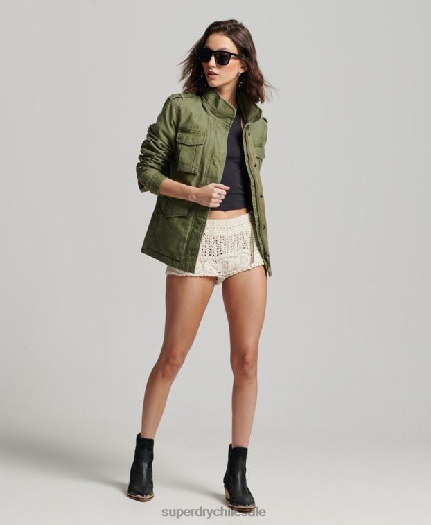 mujer Superdry caqui Chaqueta militar con forro de borreguito Rookie 2R68Z5416
