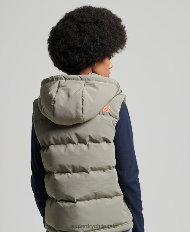 mujer Superdry caqui chaleco everest vintage con capucha 2R68Z3547