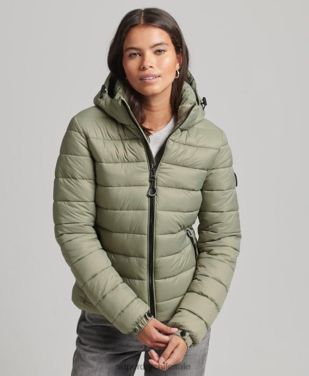 mujer Superdry caqui chamarra acolchada clásica con capucha 2R68Z3730