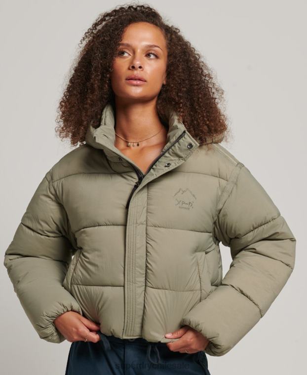 mujer Superdry caqui chamarra capitonada capullo capullo 2R68Z3577
