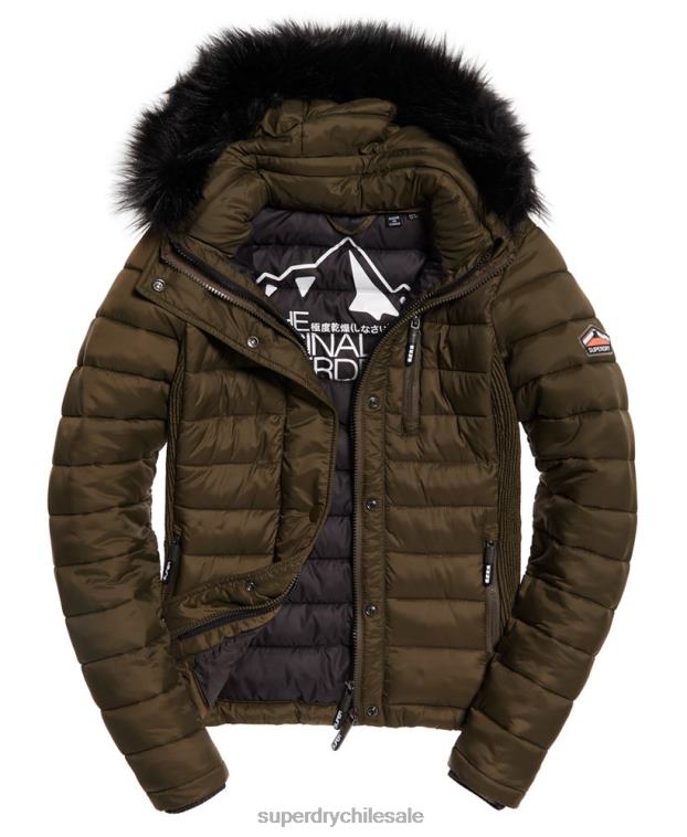mujer Superdry caqui chamarra fuji slim con doble cremallera y capucha 2R68Z3845