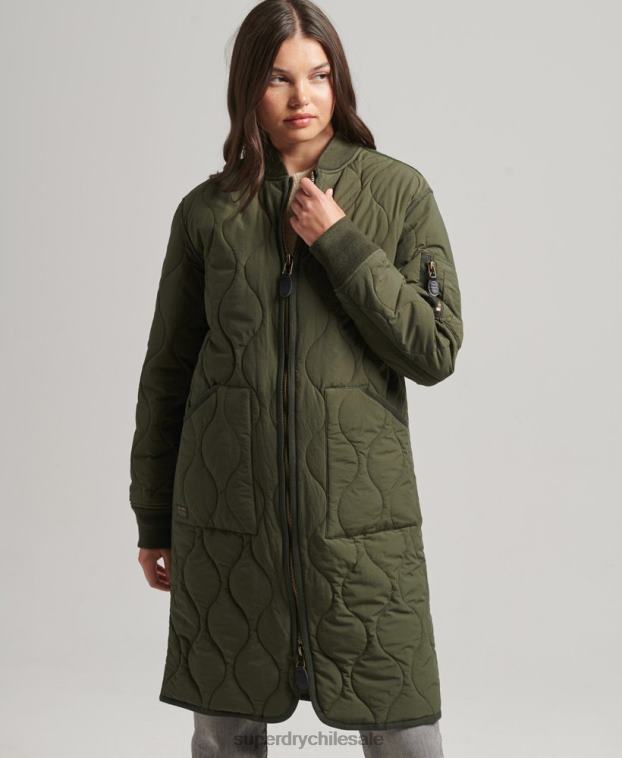 mujer Superdry caqui chamarra larga con forro acolchado 2R68Z5497