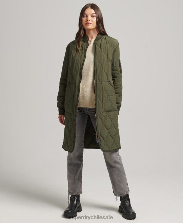 mujer Superdry caqui chamarra larga con forro acolchado 2R68Z5497