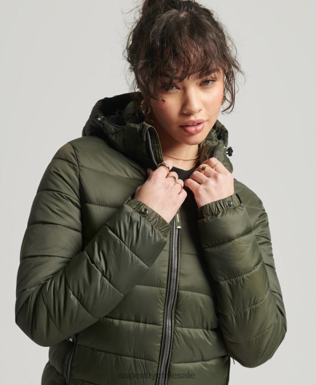 mujer Superdry caqui chaqueta acolchada clásica de fuji 2R68Z3807