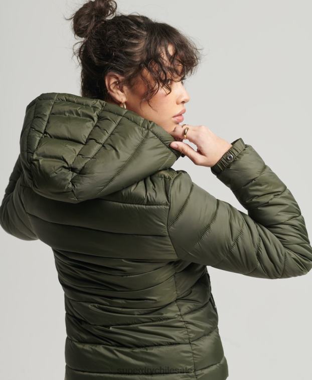 mujer Superdry caqui chaqueta acolchada clásica de fuji 2R68Z3807