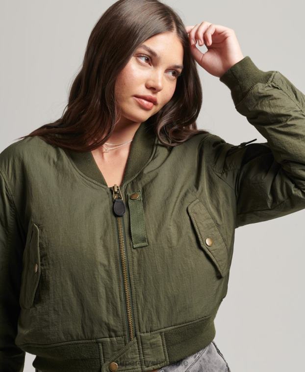 mujer Superdry caqui chaqueta bomber aviador militar ma1 2R68Z5569