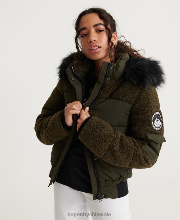 mujer Superdry caqui chaqueta bomber sherpa ella 2R68Z3855