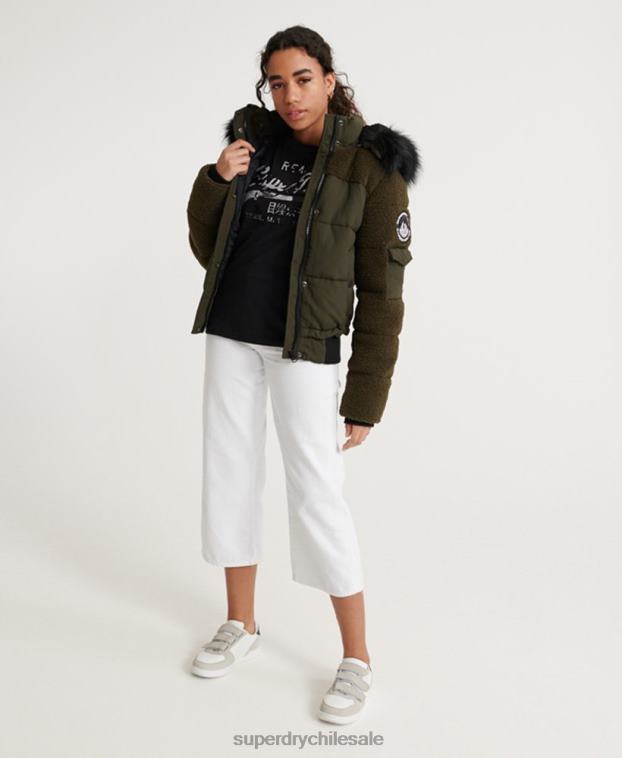 mujer Superdry caqui chaqueta bomber sherpa ella 2R68Z3855