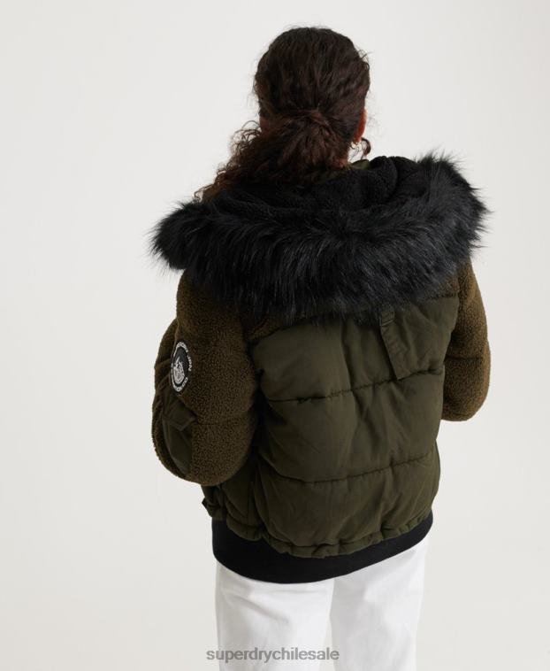 mujer Superdry caqui chaqueta bomber sherpa ella 2R68Z3855
