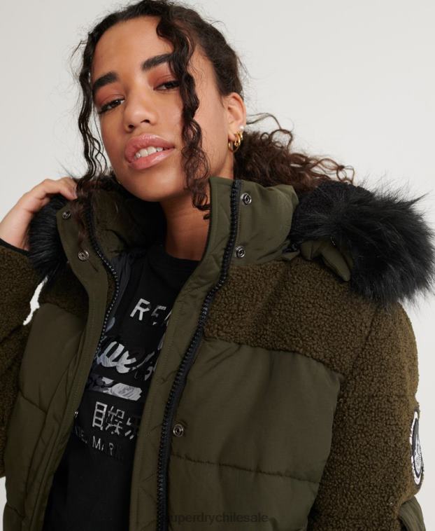 mujer Superdry caqui chaqueta bomber sherpa ella 2R68Z3855