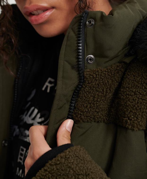mujer Superdry caqui chaqueta bomber sherpa ella 2R68Z3855