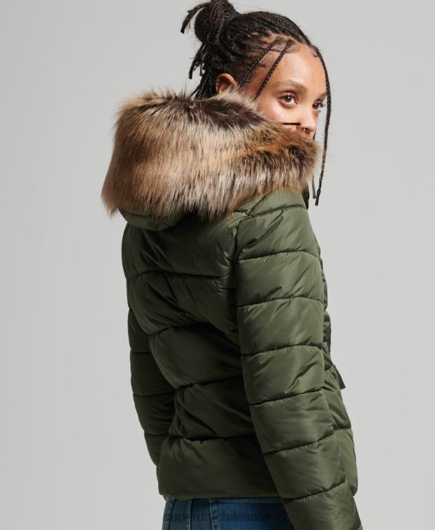 mujer Superdry caqui chaqueta fuji luxe con capucha de montaña 2R68Z5558