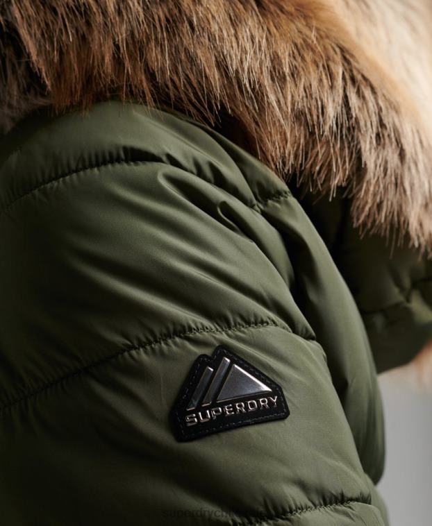mujer Superdry caqui chaqueta fuji luxe con capucha de montaña 2R68Z5558