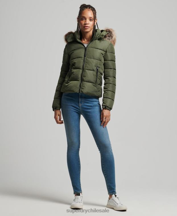 mujer Superdry caqui chaqueta fuji luxe con capucha de montaña 2R68Z5558