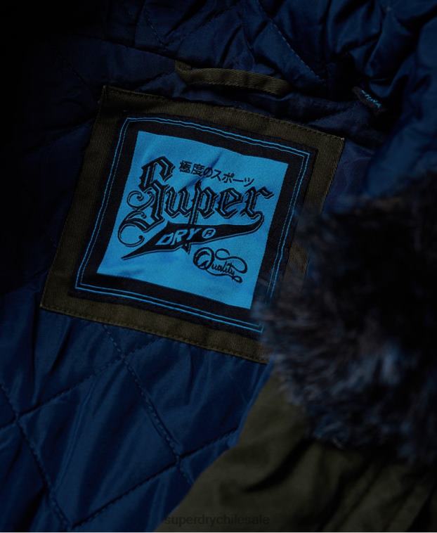 mujer Superdry caqui chaqueta parka de piel sintética de color halcón 2R68Z3862
