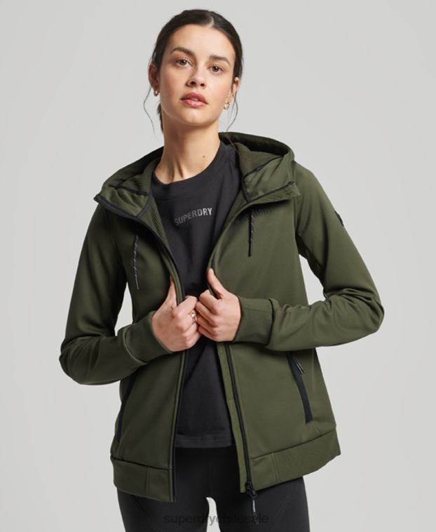 mujer Superdry caqui chaqueta softshell de tecnología 2R68Z5614