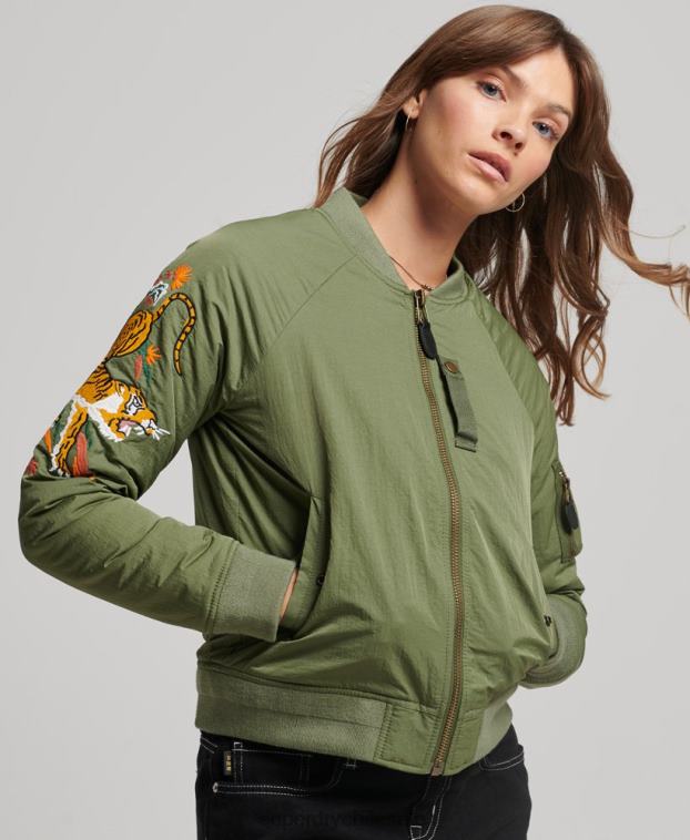 mujer Superdry caqui chaqueta suikajan militar vintage 2R68Z3523