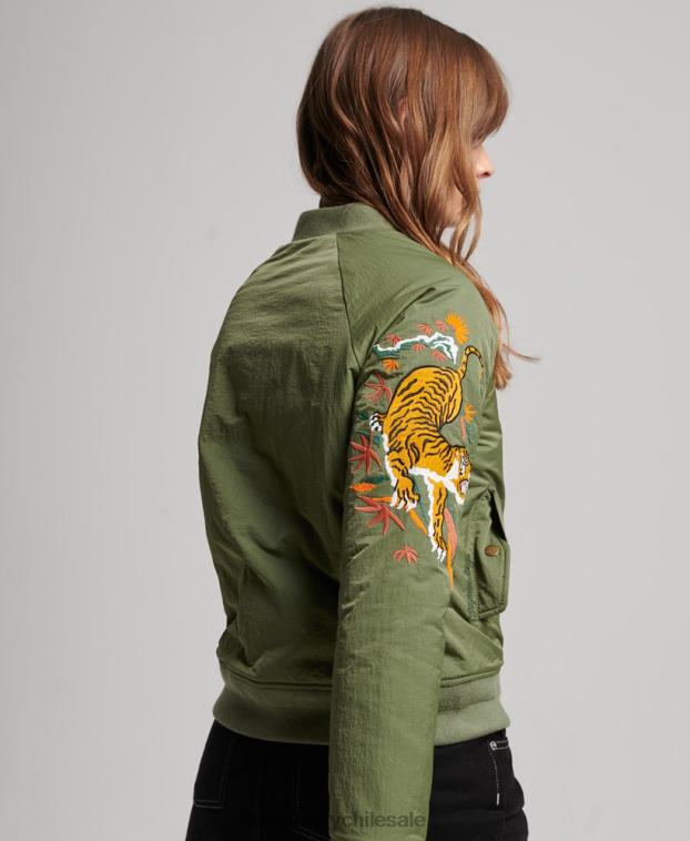 mujer Superdry caqui chaqueta suikajan militar vintage 2R68Z3523