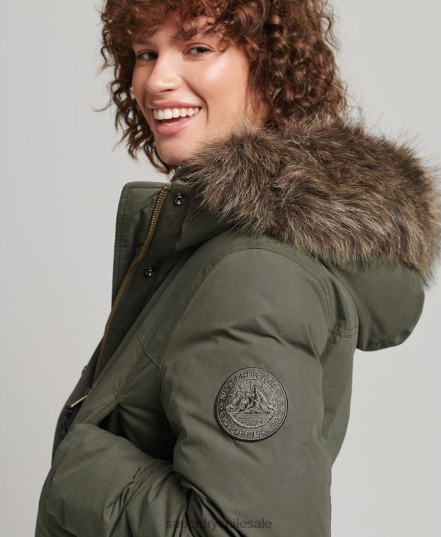 mujer Superdry caqui parka abajo del everest 2R68Z3599