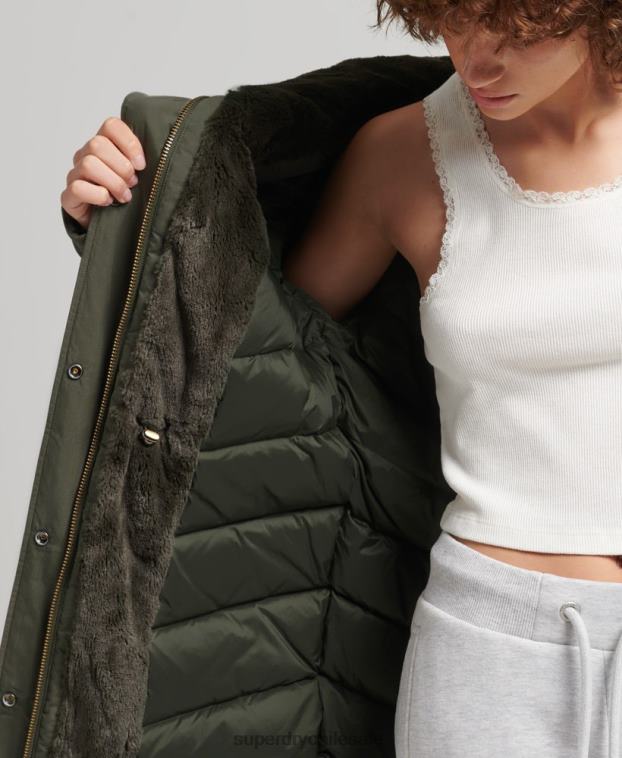 mujer Superdry caqui parka abajo del everest 2R68Z3599