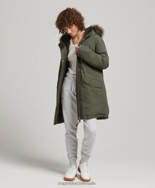 mujer Superdry caqui parka abajo del everest 2R68Z3599