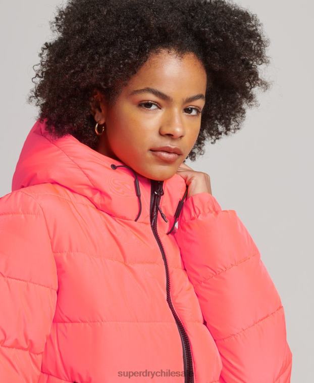 mujer Superdry coral chamarra acolchada Spirit Sports con capucha 2R68Z3698