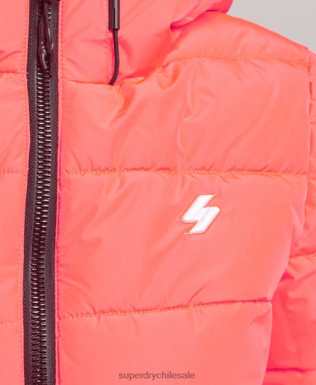 mujer Superdry coral chamarra acolchada Spirit Sports con capucha 2R68Z3698