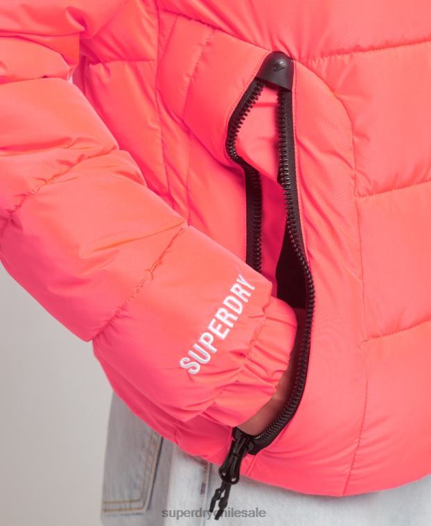 mujer Superdry coral chamarra acolchada Spirit Sports con capucha 2R68Z3698