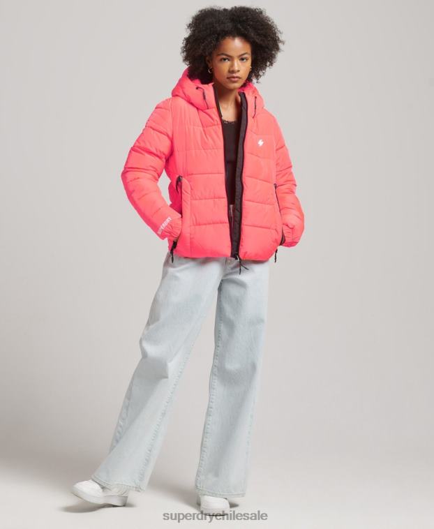 mujer Superdry coral chamarra acolchada Spirit Sports con capucha 2R68Z3698