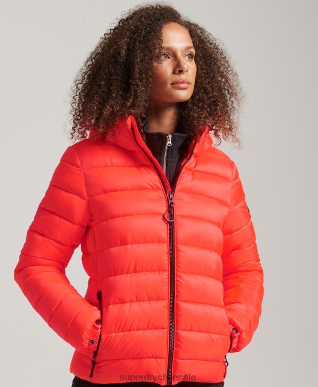 mujer Superdry coral chamarra acolchada clásica con capucha 2R68Z3790