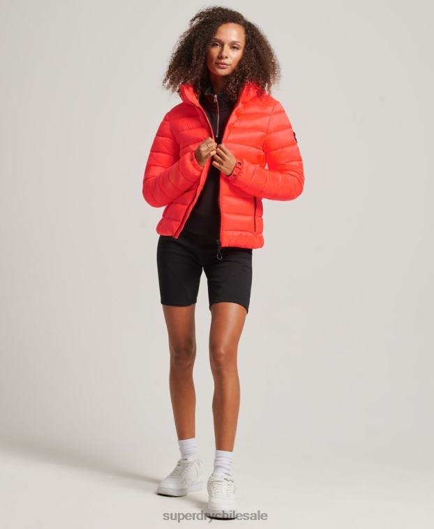 mujer Superdry coral chamarra acolchada clásica con capucha 2R68Z3790