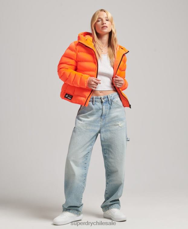 mujer Superdry coral chamarra acolchada para todas las estaciones 2R68Z3635